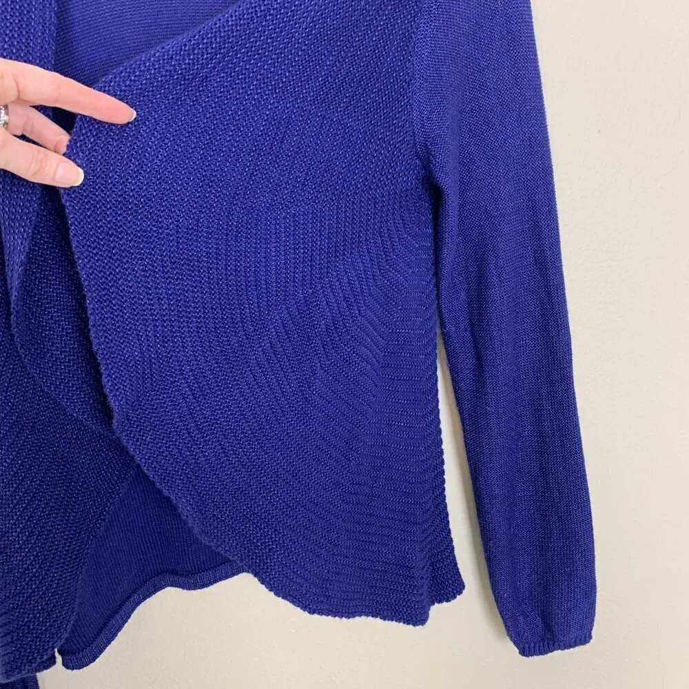 Chicos Womens 1 M Cardigan Sweater Open Front Spring Casual Office Blue Rayon